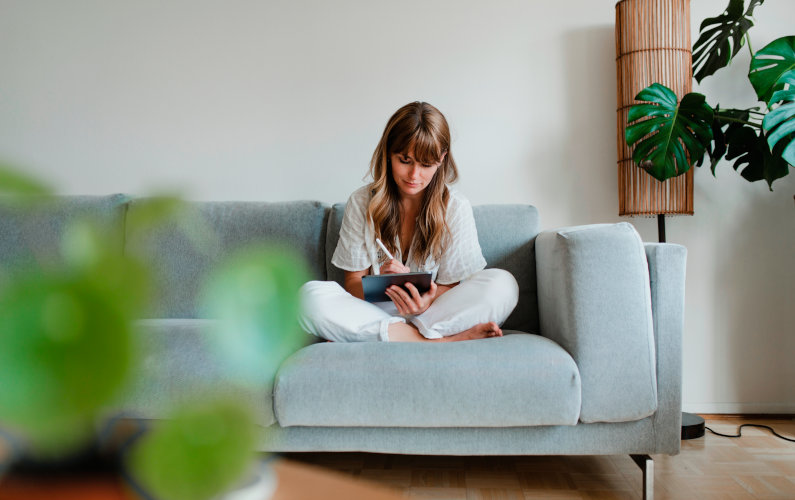 Woman working from home